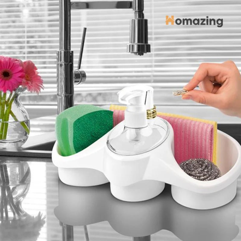 Kitchen Sink Organizer Set with Soap Dispenser and Sponge Holder