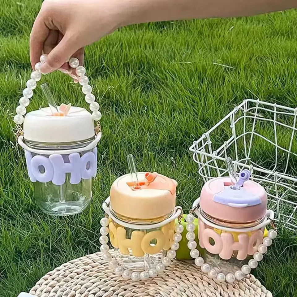 Imported Cute Girl Transparent Glass Heat Resistant Tumbler