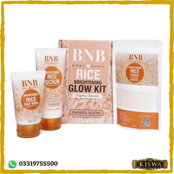 3 in 1 Brightening Glow Kit Rice Scrub Face Wash + Mask